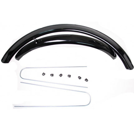 Stel spatborden 24" staal cpl.  ATB zwart