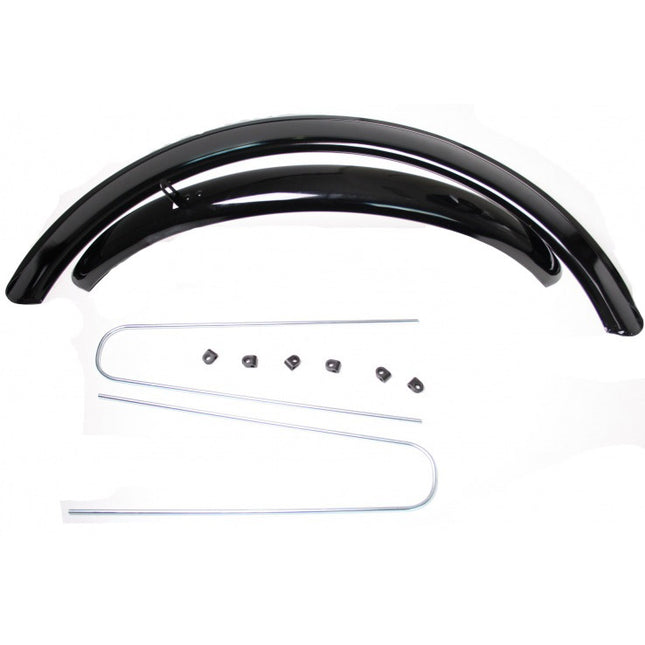Stel spatborden 24" staal cpl.  ATB zwart