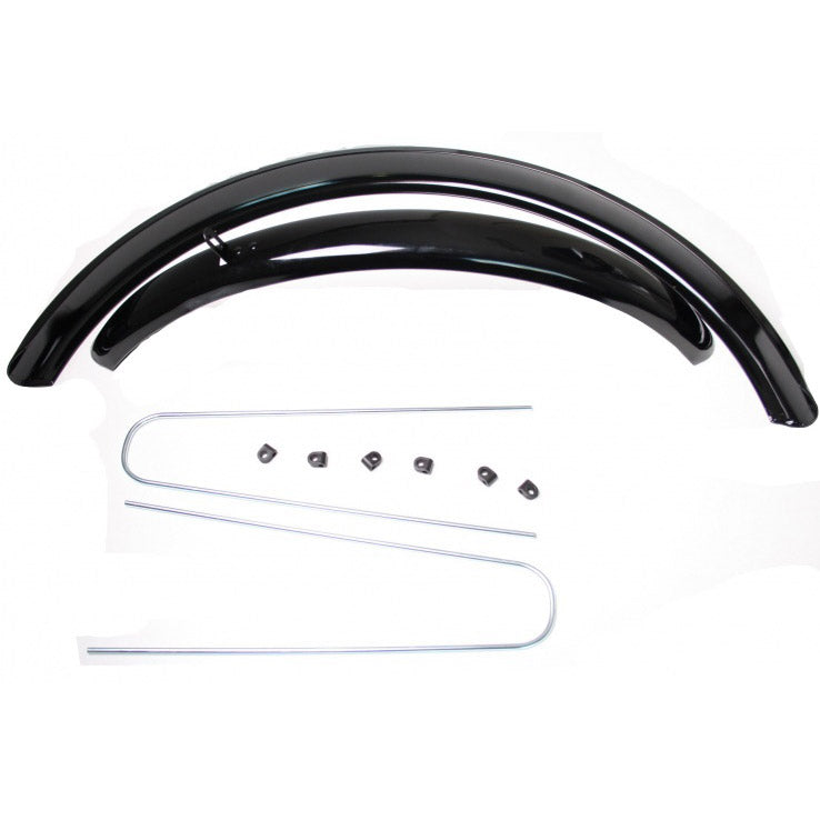 Stel spatborden 24" staal cpl.  ATB zwart