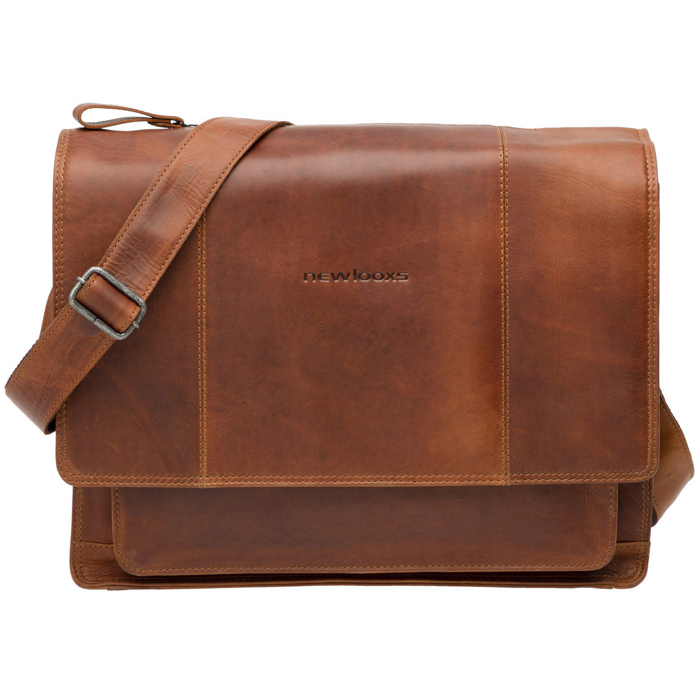New Looxs Fellini 18L laptop leer enkele tas afneemb.cognac