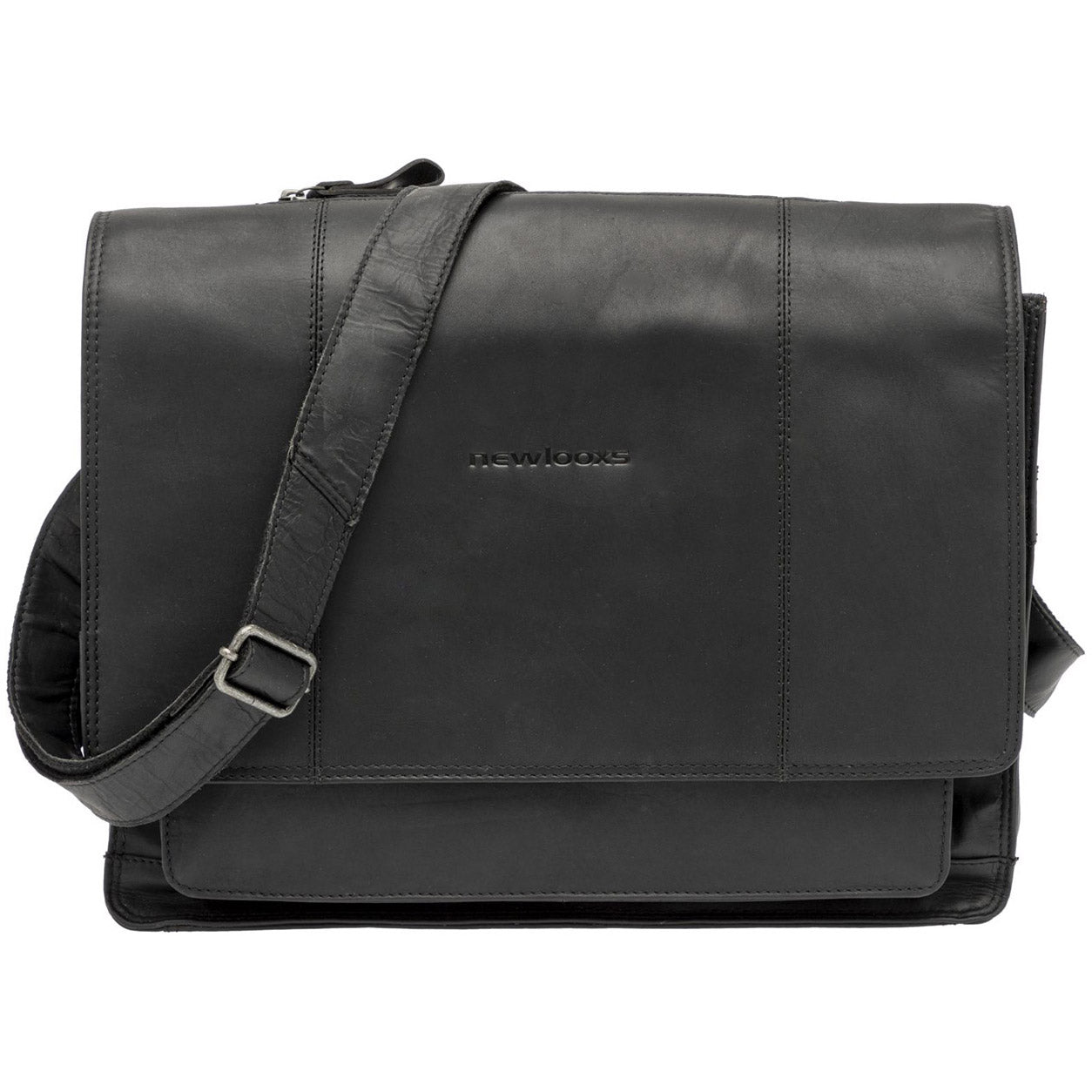 New Looxs Fellini 18L laptop leer enkele tas afneemb. zwart