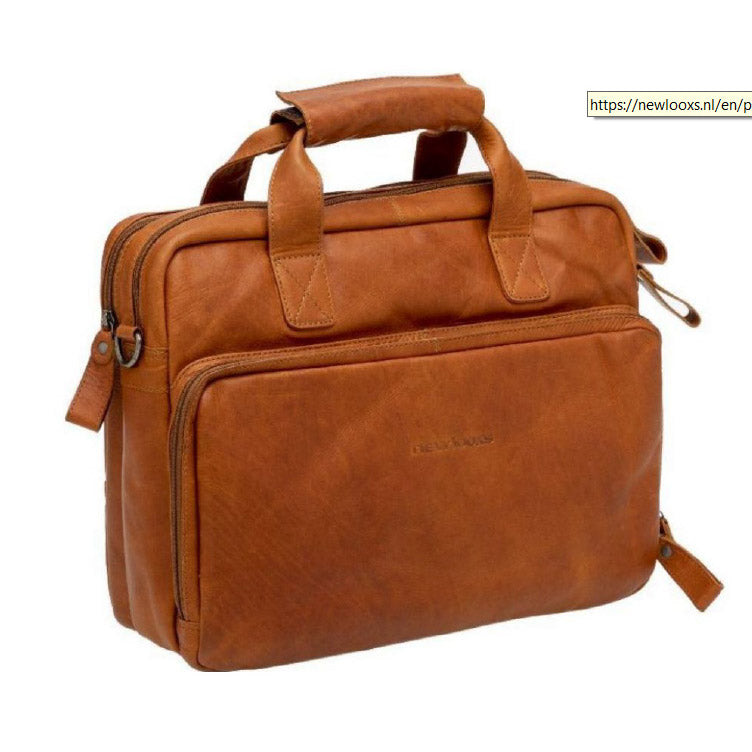 New Looxs Cali 17L laptop leer enkele tas afneembaar cognac
