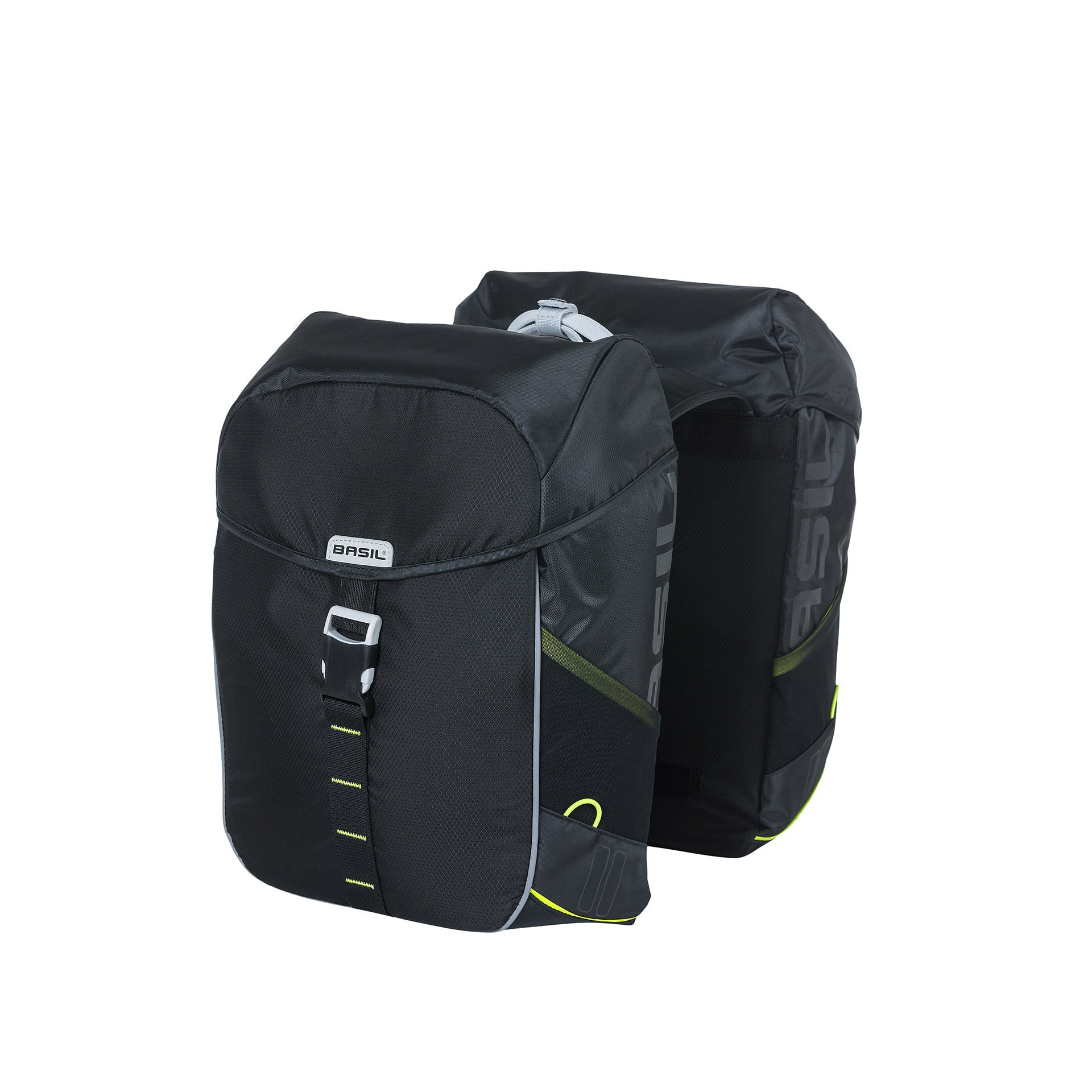 Basil Miles Double bag dubbele tas 32L Black lime 17751