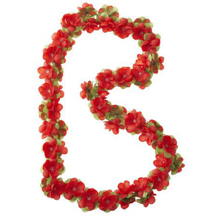 Guirlande de fleurs de basilic 120cm rouge