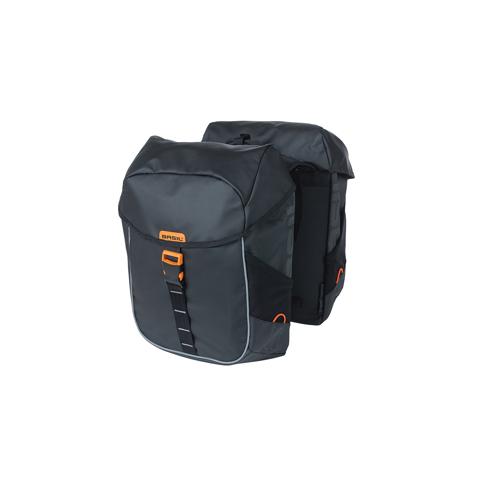 Basil dubbele tas Miles Tarpaulin 34l zwart/oranje