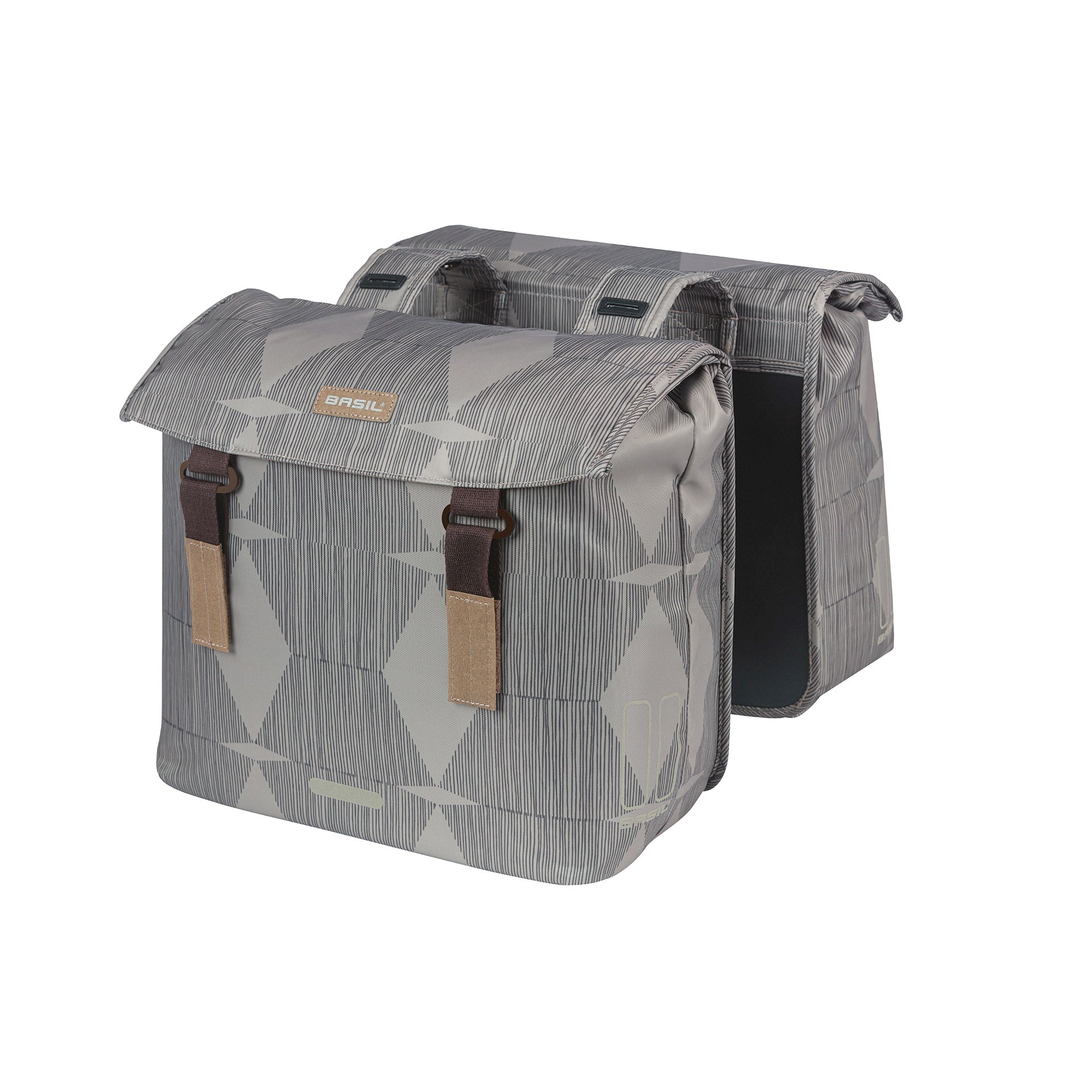 Basil dubbele fietstas Elegance 40l taupe