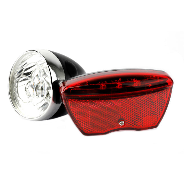 IKZI-Light Retro koplamp LED batt. zw m/3-LED achterlicht