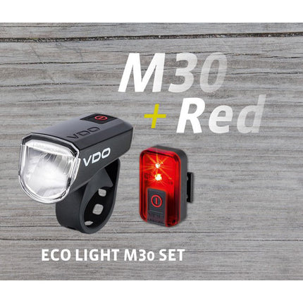 VDO verlichtingsset Eco light M30 FL USB 30 Lux + RED RL
