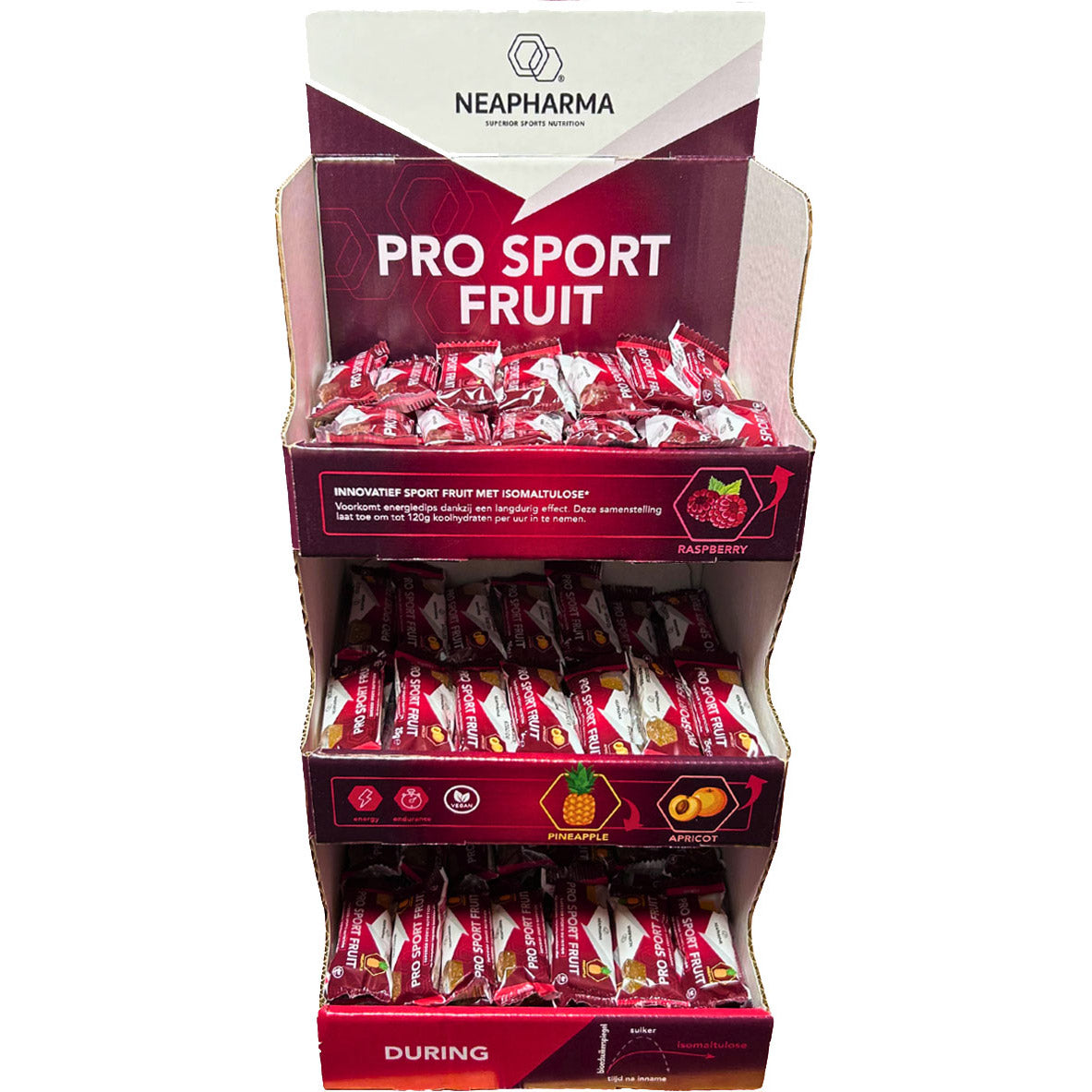 Neapharma lege toonbankdisplay met 3 etages voor sport fruits