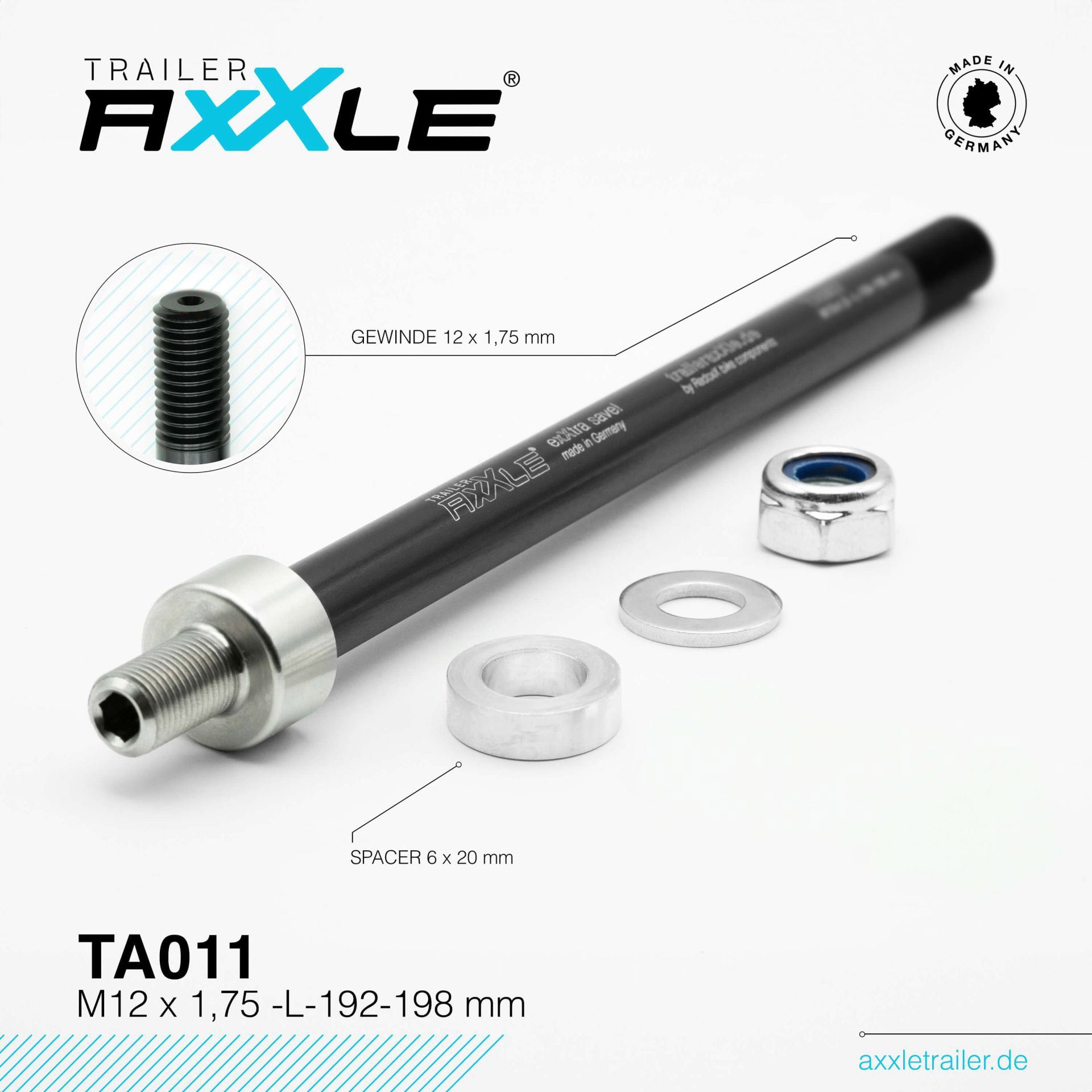 Radoxx steekas voor trailer M12x1,75 192-198mm