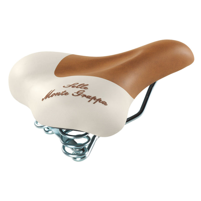 Monte Grappa zadel Fashion met veer honey/cream