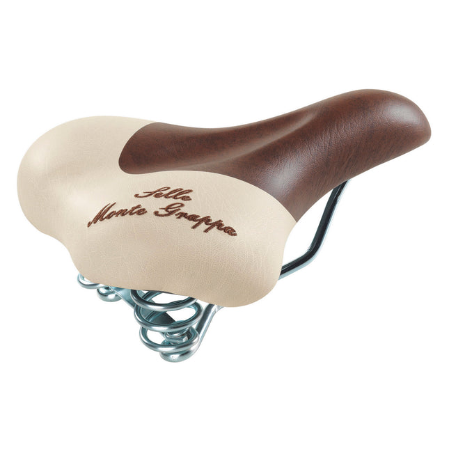 Monte Grappa zadel Fashion met veer D-bruin/cream