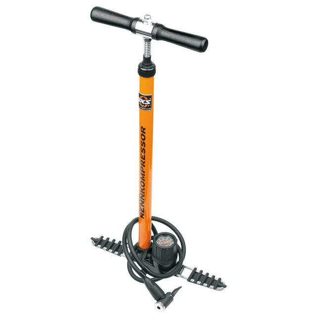 SKS vloerpomp Rennkompressor multivalve 16bar zw/oranje