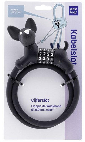 PexKids Cijfer KABELSLOT Zwart Flappie de Waakhond silicone