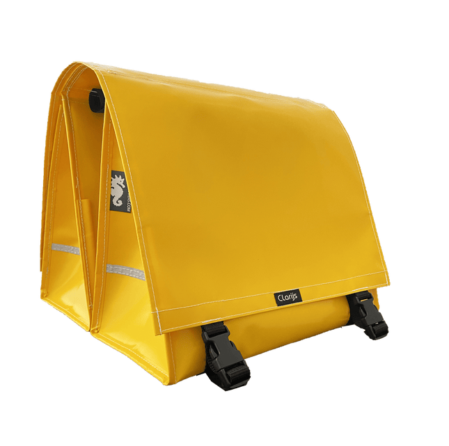 Clarijs fietstas dubbel XL PVC 46L met uitsparing geel
