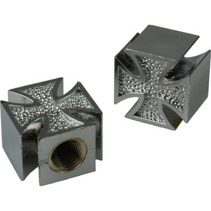 VWP Valve cap set "Cross" silver