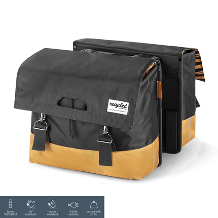 UrbanProof sacoches doubles en RPET 40l gris-jaune