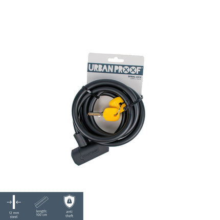 UrbanProof spiral cable lock 12mm 150cm black