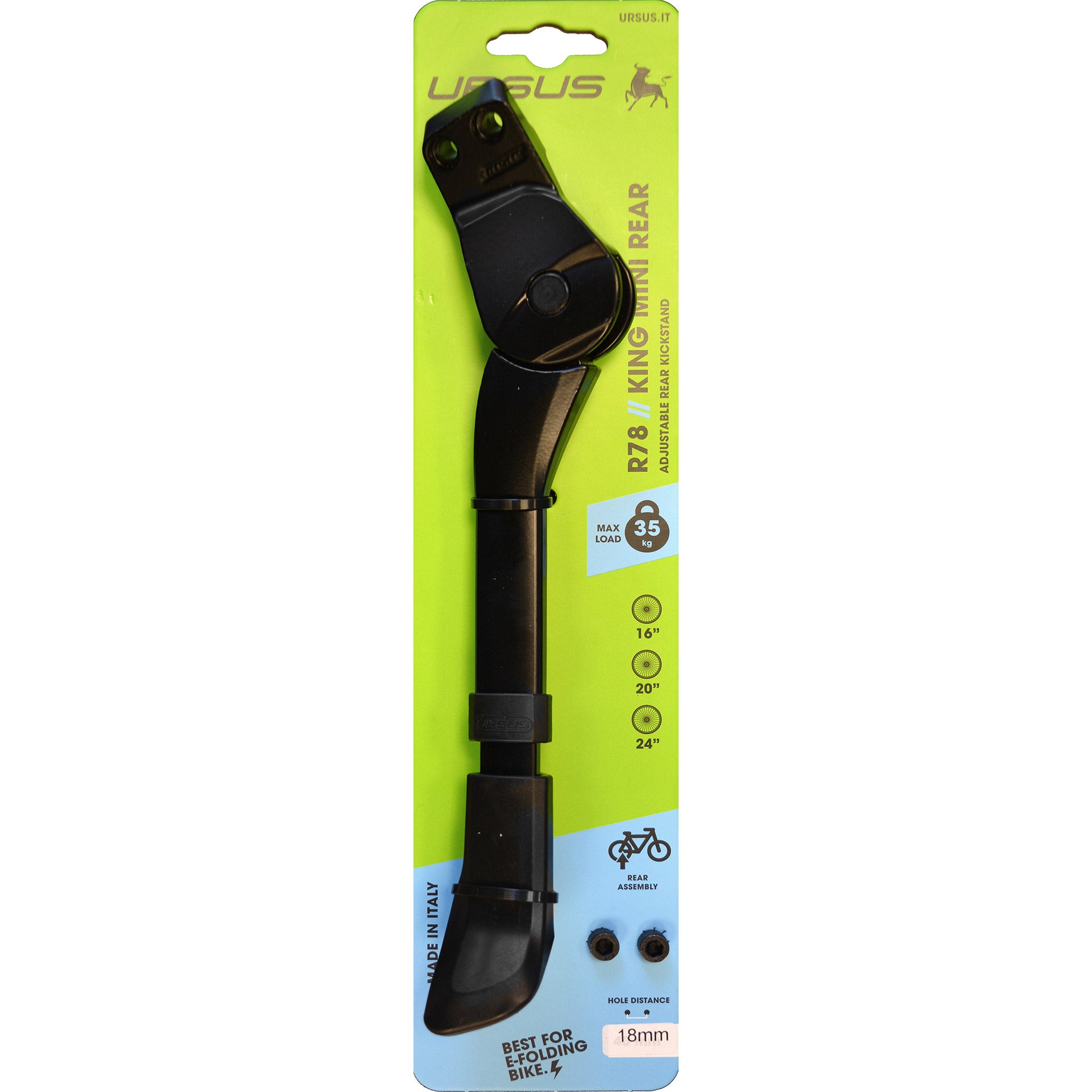 Ursus achterstandaard King Mini 20" 18mm aluminium zwart