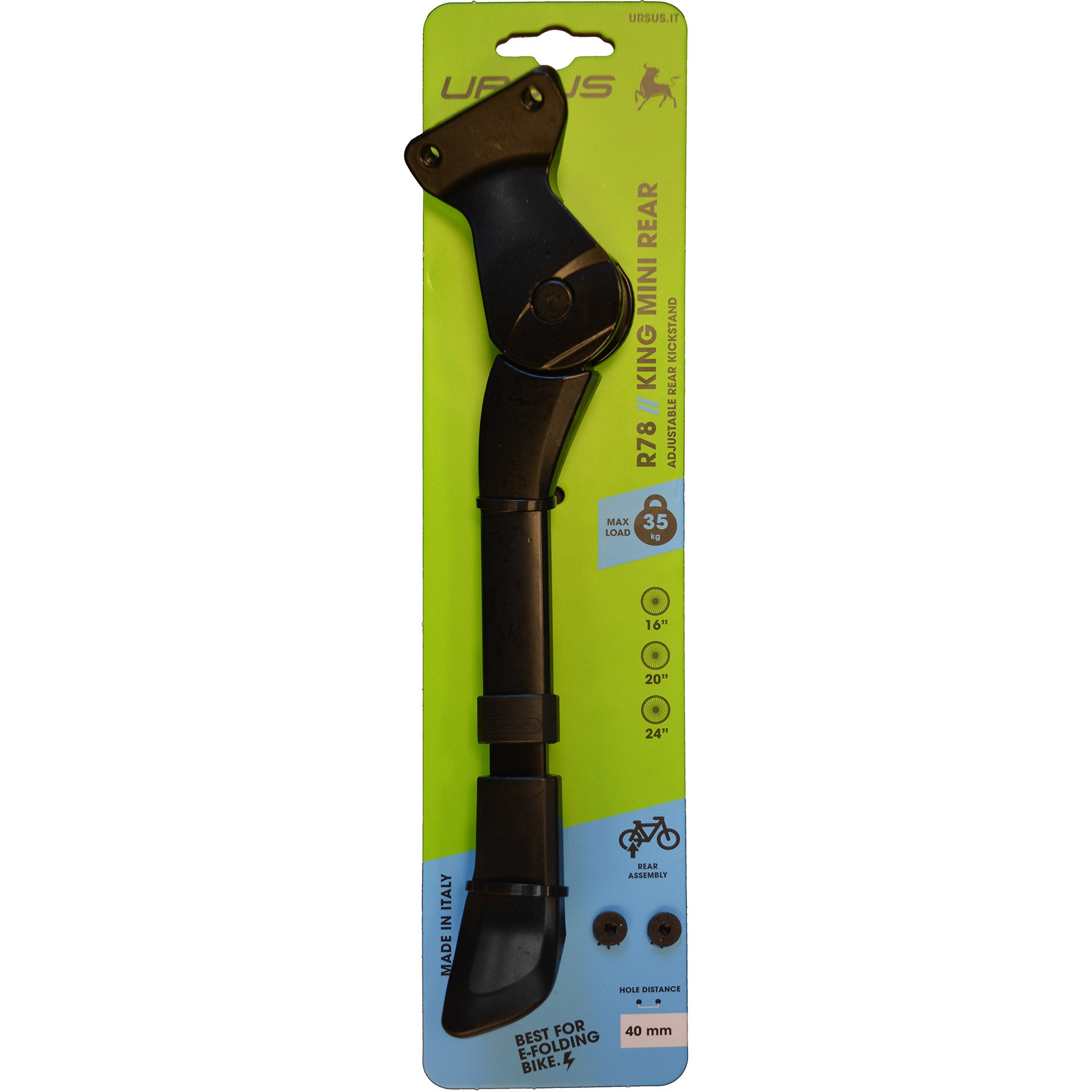 Ursus achterstandaard King Mini 20" 40mm aluminium zwart