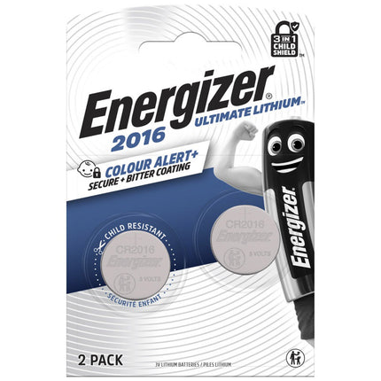 Pile bouton Energizer Ultimate Lithium 3V CR2016 (2 unités)