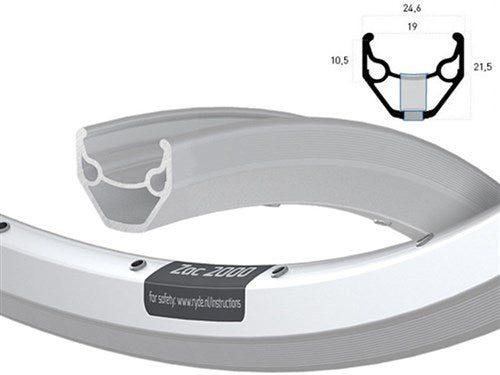 VELG 26" / 559 ZAC2000 Zilver geslepen zijkant dubbel bus 36