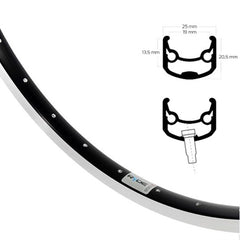 VELG 28" 622 Andra 30 Zwart geslepen zijkant 36