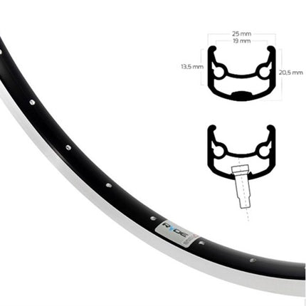 VELG 28" 622 Andra 30 Zwart geslepen zijkant 36