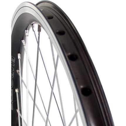 Roue avant Roland 24 x 1.75 axe plein alu profil V noir rayons zinc
