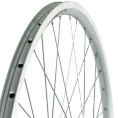 Roue avant Roland 28 blocage rapide Alu profil V argent rayons zingués