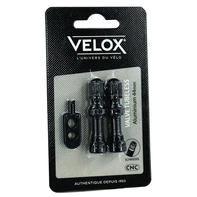 Velox ventiel tubeless Schrader 60mm alu zwart (2st)