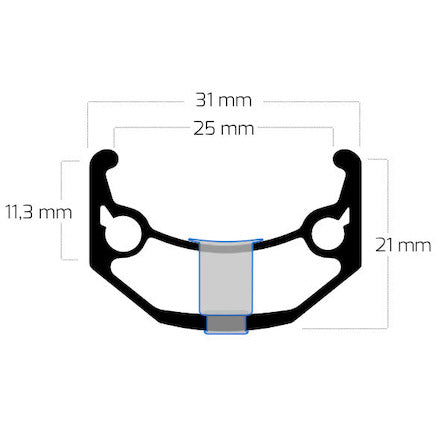Velg 28"(622) Rigida BigBull 32/14 zwart/zilver zijkant