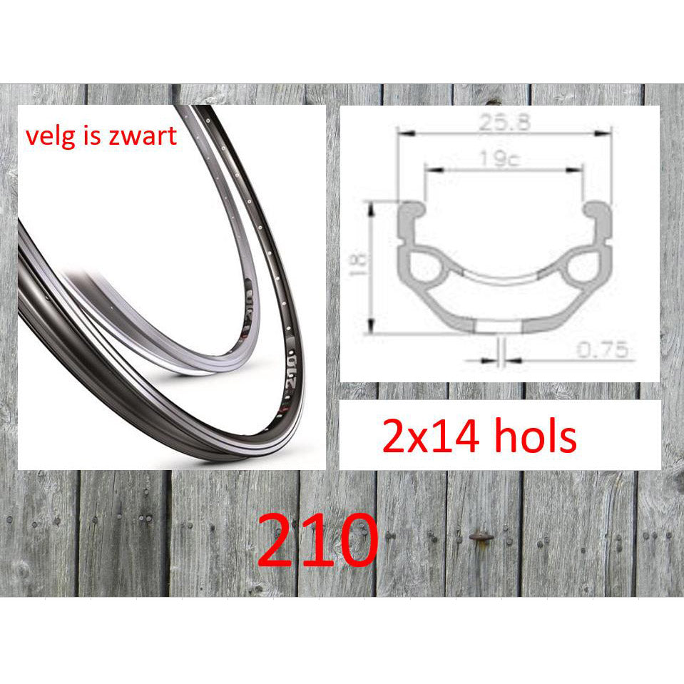 Velox velg 28" Mach-1 210 (19-622) 28G-2x14 zwart