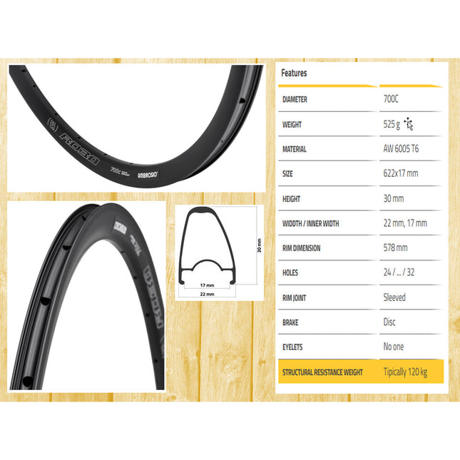 Ambrosio velg RD30 28" 32g zwart