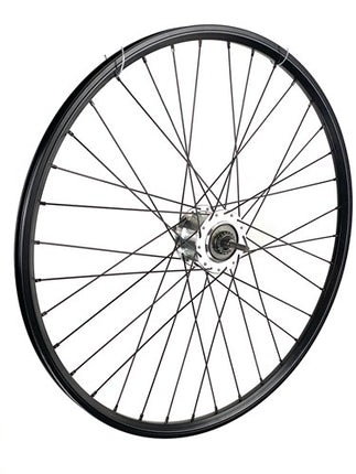 ACHTERWIEL 28" 622 Zwart geslepen RVS spaak 8V rollerbrake