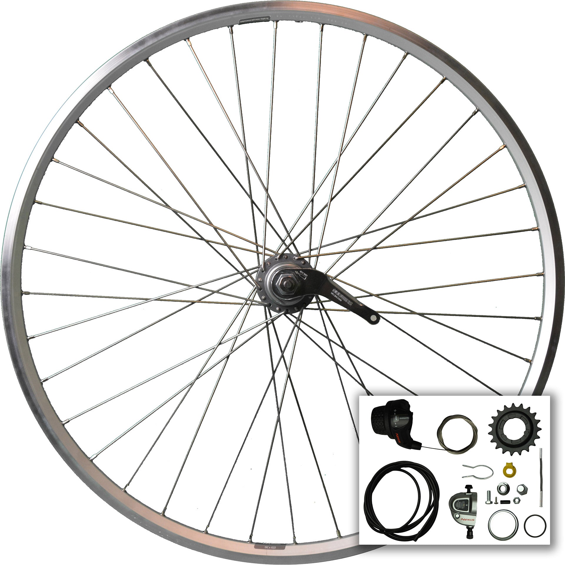 Achterwiel 28" Nexus 3V RN ZAC 2000 RVS spaken zilver