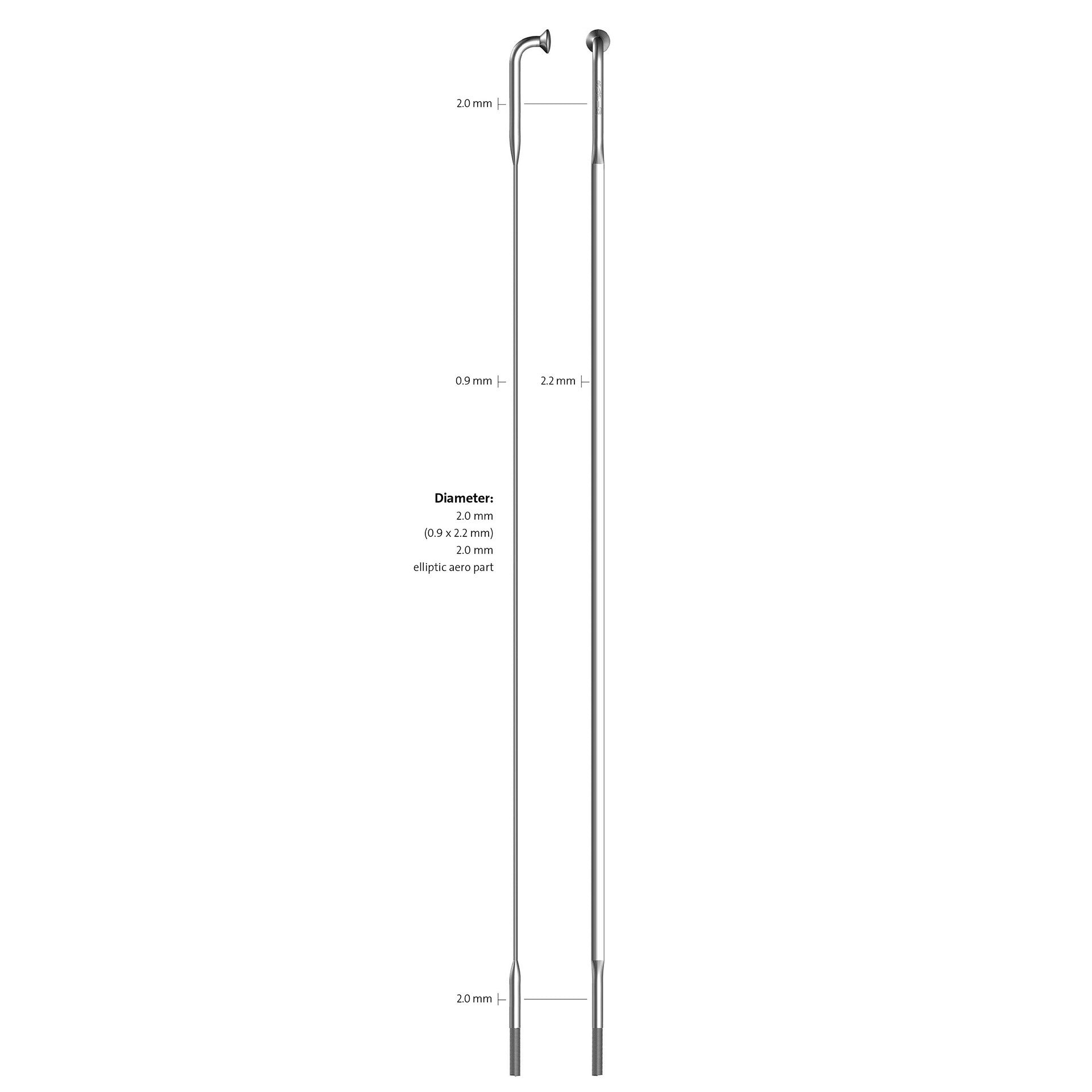 Sapim spaak 14-294 CX-Ray plat zilver zonder nippel (100st)