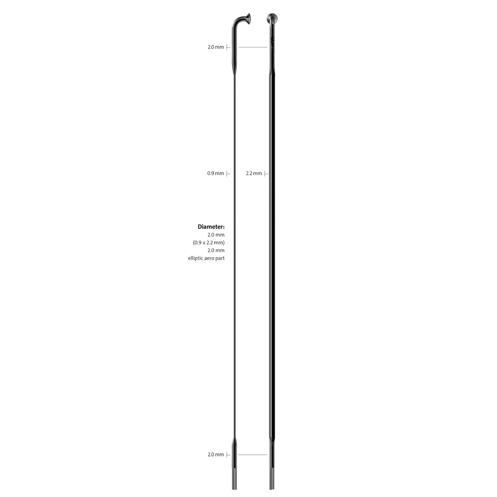 Sapim spaak 14-266 CX-Ray plat zwart zonder nippel (100st)