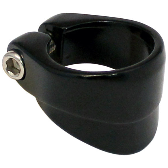 Zadelklem alu 34,9mm zwart kraag M6 RVS schroef 348420