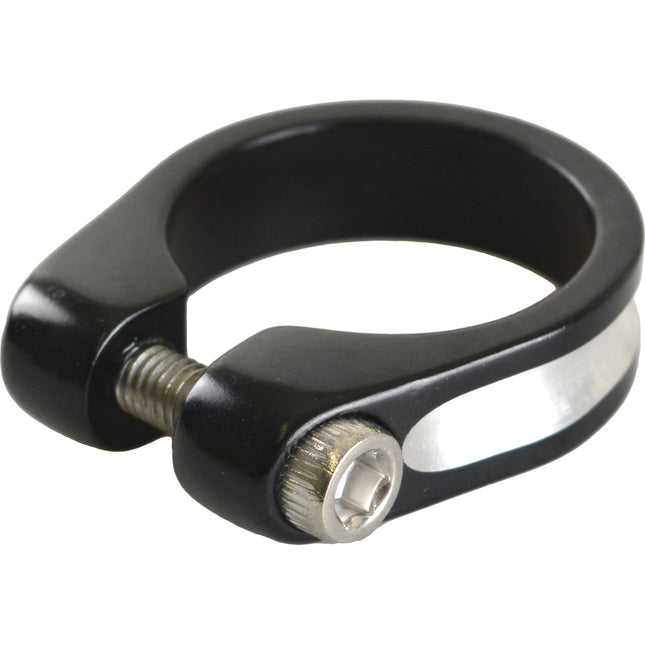 Zadelklem alu 34,9mm zwart CNC M6 RVS schroef 348120