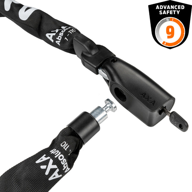 AXA Absolute 7-110 kettingslot, 110 cm x 7 mm - zwart - insteekuiteinde en geopende slotkop