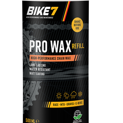 Bike7 Pro Wax kettingwax navulling, verpakking van 500 ml