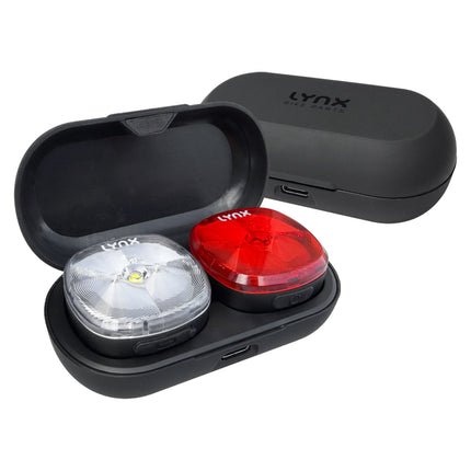 Lynx RideMate USB fietsverlichtingsset met magnetische lampbevestiging en laadcase