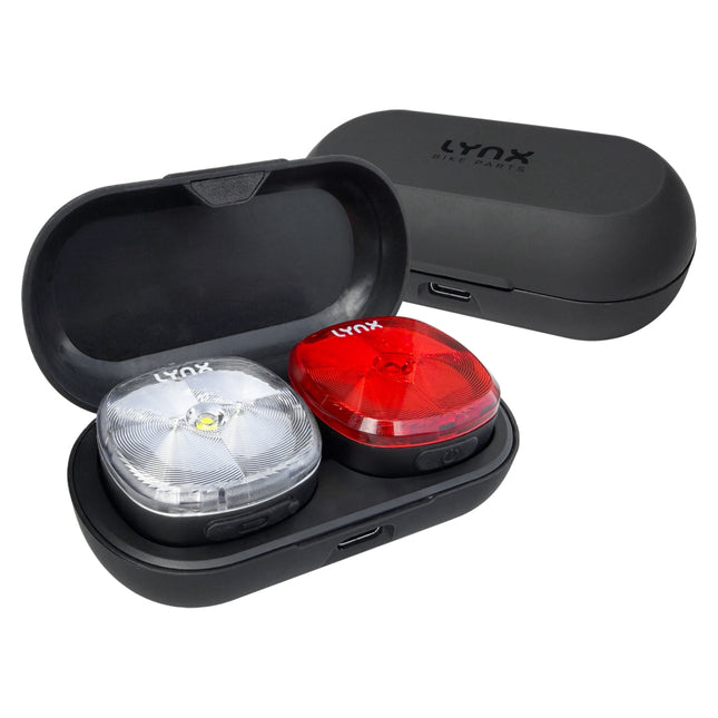 Lynx RideMate USB fietsverlichtingsset met magnetische lampbevestiging en laadcase