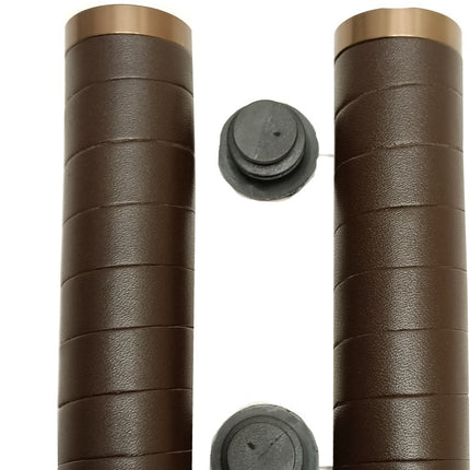 Fiets handvat - Falkx - bruin leer met dubbele lock ring - lengte: 130/130mm