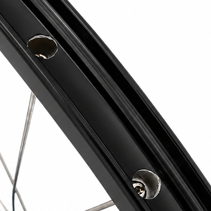 Detail van de zwarte ZAC2000-velg en spaaknippels
