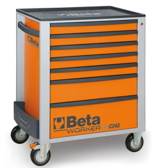 Beta Tools C24S gereedschapswagen oranje met 240-delig assortiment