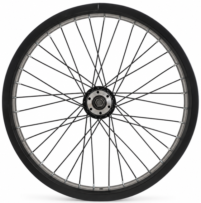 RMS voorwiel fatbike 20x4 met 3/8-naaf zwart - volledig wiel