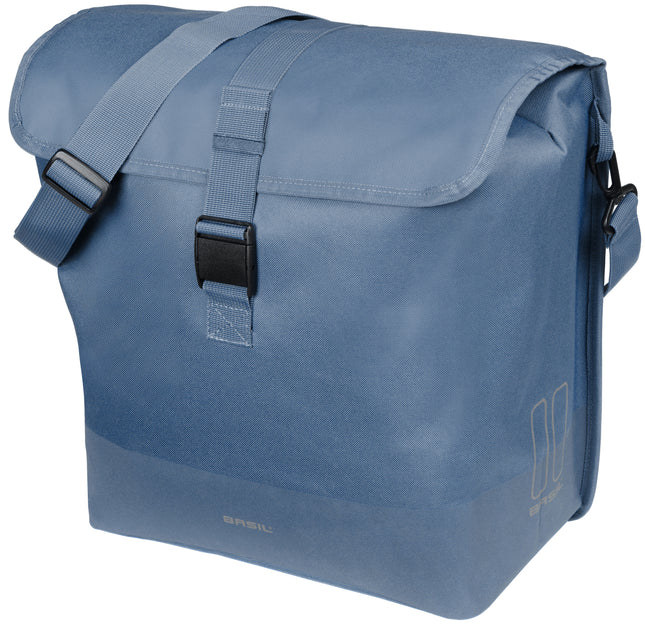Basil Mara Evo enkele fietstas indigo blue, schuin vooraanzicht