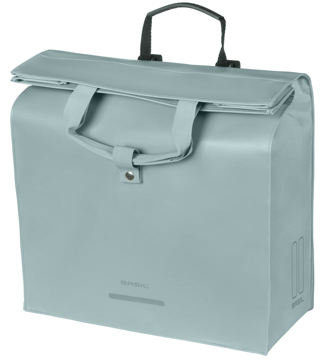 Basil Urban Load Pro fietsshopper silver blue, schuin vooraanzicht
